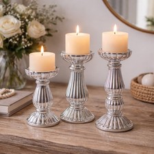 3pc Pillar Candle Holders Set