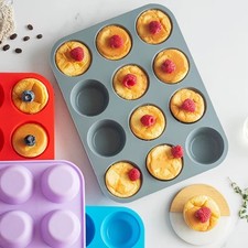 12 Cupcake Muffin Tray Tin Non Stick Carbon Steel Baking Pan Yorkshire Pudding