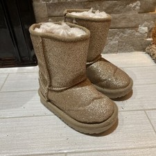 Girls Gold Glitter Size 7 S/N 1098491 T Ugg Boots