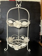 Cream 2 Tier Metal Cakestand /