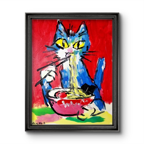 Original cat eating ramen - original,