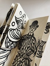 Vintage Lino Cut Print Flip Book Hand Made Mid Century Christmas See Photos