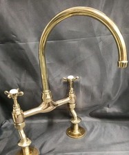 BARE BRASS  KITCHEN MIXER TAPS IDEAL BELFAST KITCHEN SINK FULLY REFURBISHED 