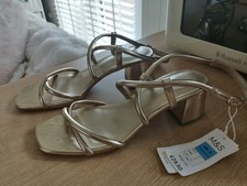 M&S Gold Strappy Sandals Wide