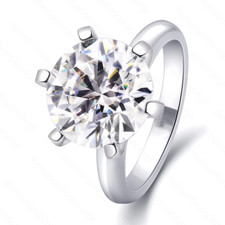 10mm 3.50Ctw Round Cut Moissanite 6-Claws Engagement Ring in Platinum Plated