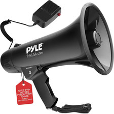 Pyle 50W Megaphone Speaker with Megaphone, Loud Bullhorn Megaphones with Siren &
