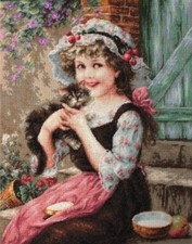 Petit Point Kit Luca-S - Little Girl with Kitten G538