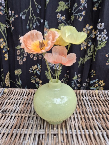 Yellow glass vase with - yellow,