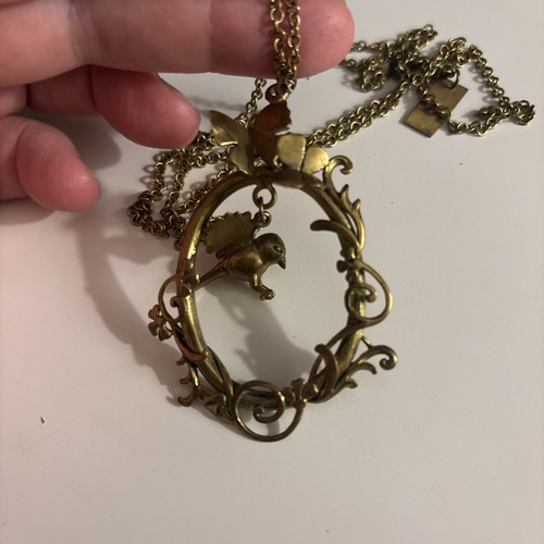 Bird cage pendant necklace - bird,