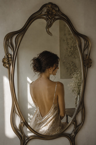 Art nouveau mirror reflection - art,