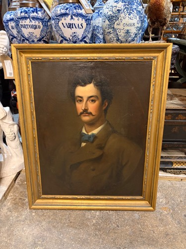 Antique oil canvas portrait - antique,