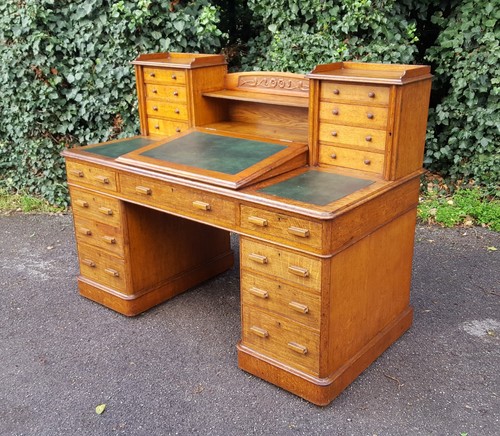 Victorian oak dickens desk - victorian,