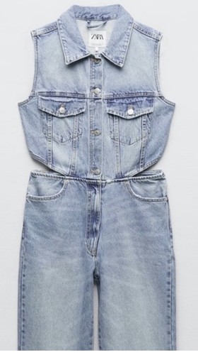 Zara sleeveless denim - zara, collared
