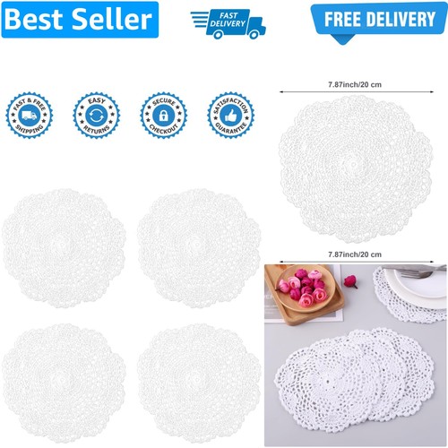 White vintage crochet doilies - vintage,