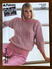 Patons 8155 knitting pattern ladies chunky oddpins textured slash neck sweater