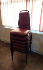 Set Of 6 Stackable Banquet chairs Burgundy vintage