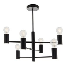  6 arm Lights Chandelier Pendant Lamp Farmhouse Ceiling Light with Matt Black 