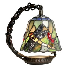 18CM TIFFANY STYLE TABLE LAMP DRAGONFLY BELL HANGING GLASS SHADE + LIGHT BULB