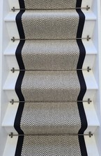 Herringbone Java Stair Runner With 100% Cotton Black Border