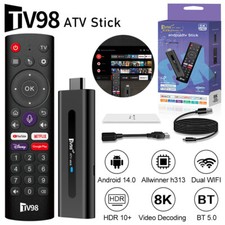 TV98 TV Stick Android 14 2.4G 5G Dual WiFi Smart TV Box 2G+16G 8K Media Player