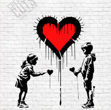 Graffiti Love Hearts Kids Banksy Style Stencil -- Premium Mylar Painting Stencil