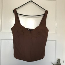 BNWT Zara Bodice Brown Top Size M Sleeveless Cropped Party
