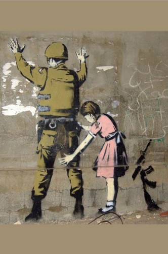 Banksy girl and - a, soldier