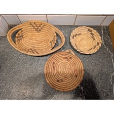 Set of 3 Woven Baskets Round