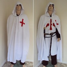 Knights Templar Hooded Cloak Great For Costume Medieval Re-enactment LARP Party
