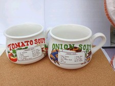 2 x Vintage Recipe Soup Mugs -