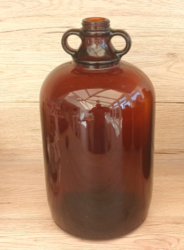 Vintage brown glass demijohn - brown,