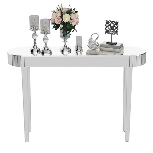 Oval glass inlaid console - oval,