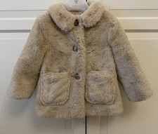 F&F (at Tesco) Girls Faux Fur Coat -Beige -2 to 3 Years- Soft - LOVELY CONDITION