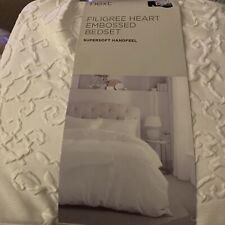 Next White Filigree Heart Embossed Single Bed Set Supersoft Handfeel BNWT