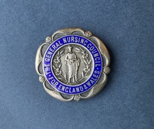 Vintage Nursing Council England Wales silver Pin Badge Registered Nurse 1931