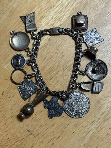 Sterling silver charm bracelet - sterling,