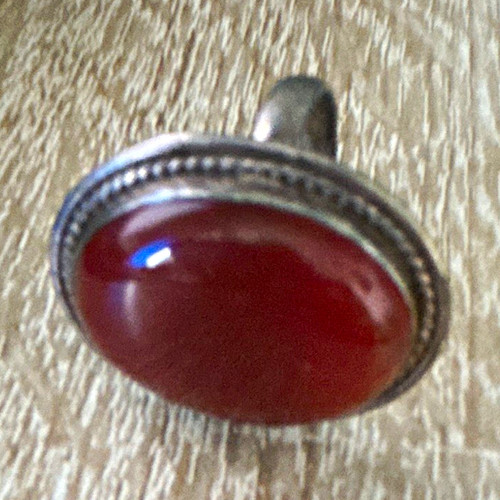 Silver cocktail ring - silver, red