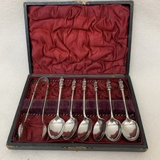 Vintage Set of 6 St John Apostle Spoons with Sugar Tongs in presentation box