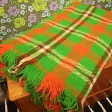 Vintage Orange Green Checked