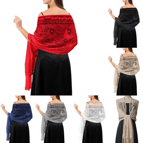 Women lace floral scarf - women, shawl
