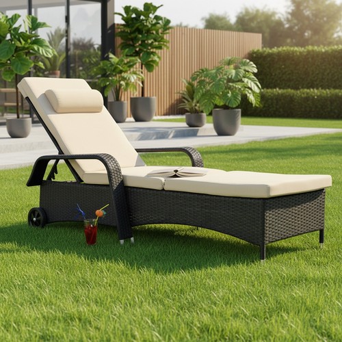 Rattan lounge lounger - rattan,