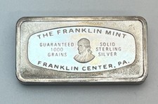 1971 Christmas Ingot Franklin Mint 1000 Grains 2.1 ozt .925 Sterling Silver
