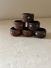 Traditional Maori Wood Carving Paua, New Zealand Art, TIKI Napkin Rings