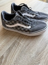 VANS Grey and White Chequered Custom Size 9 EU trainers shoes 