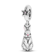 Cute Rabbit Bunny Dangle S925 Sterling Silver Bead Charm for Women
