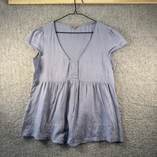 Kew Women’s Mini Dress Size 14 Colour Blue Cotton Short Sleeve V Neck