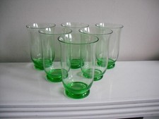 Set of 6 Vintage Green Glass