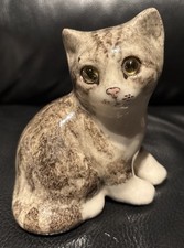 Winstanley Cats - Grey & White Cat / kitten Size 1 - Signed - Glass Eyes  