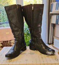 DUO Black Leather boots. Size UK 7 Wide calf 50cm. WORN Inc box