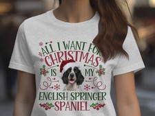 Xmas T Shirt Christmas TShirt English Springer Spaniel Dog Xmas Tee Holiday
